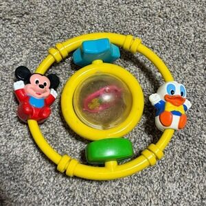 Vintage 1985 Disney Baby Rattle Mickey Mouse Donald Duck Toy